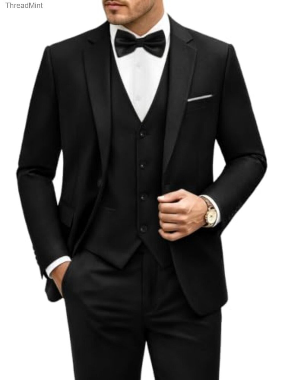 Men's 3 Piece Slim Fit One Button Suit Tuxedo Vest Pants Set Formal Wedding